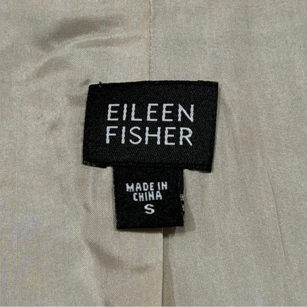 Eileen Fisher Size Small Beige 100% Silk Textured Open Front Blazer Jacket Lux